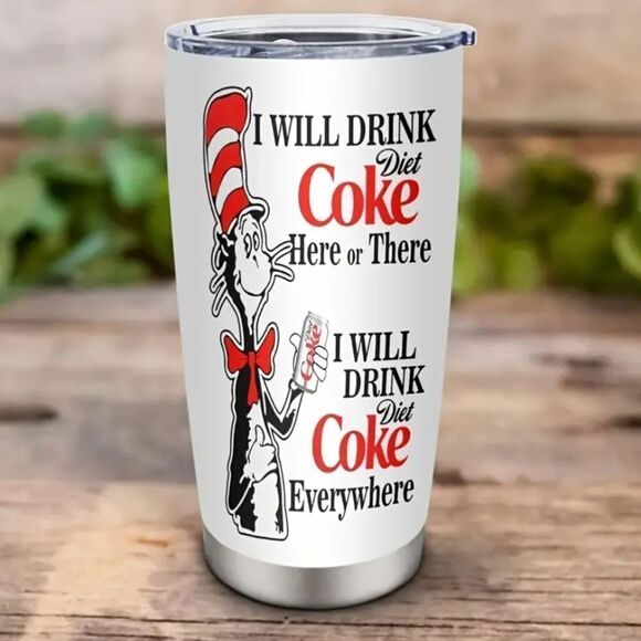 Other - 20 Oz Insulated Vacuum-Sealed Stainless Steel Cat in the Hat Diet Coke Tumbler